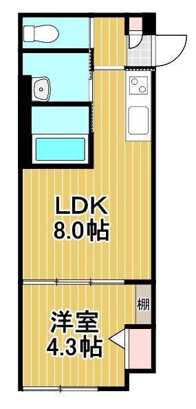 PATRIA梅島(1LDK/1階)の間取り写真