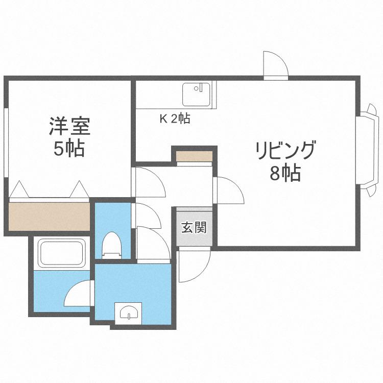 ウェルリー元町(1LDK/2階)の間取り写真