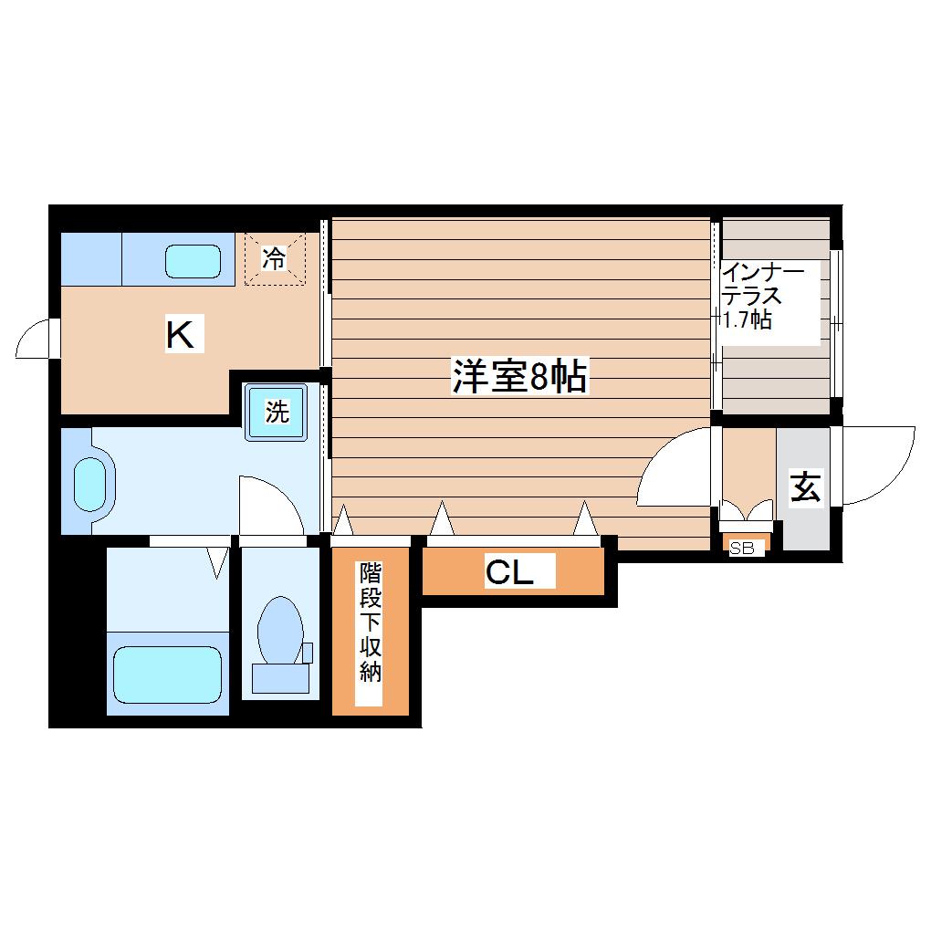 ディアコート美田園III(1K/1階)の間取り写真