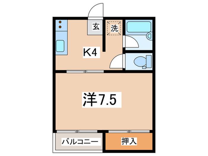 MARINOS(1K/1階)の間取り写真