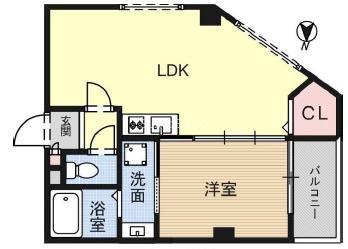 カサ内本町(1LDK/4階)の間取り写真