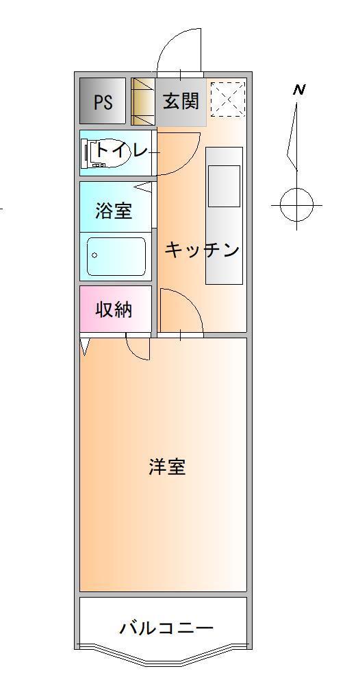グランメール篭田(1K/2階)の間取り写真