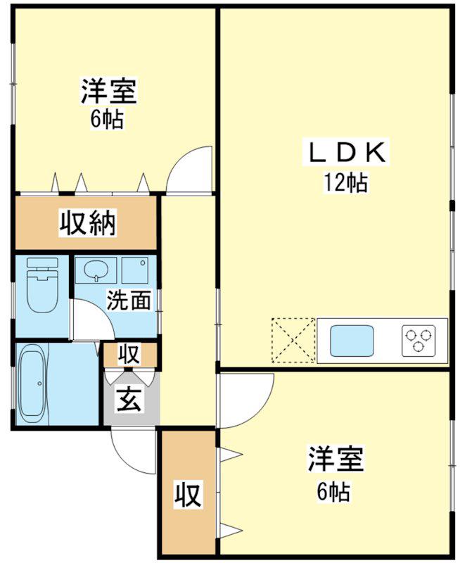 グリーンハイツ A棟(2LDK/1階)の間取り写真