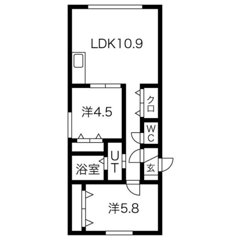ハイム知希(2LDK/4階)の間取り写真