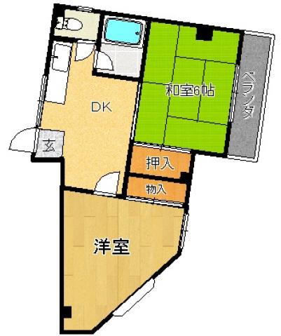 レジデンス野川(2K/1階)の間取り写真