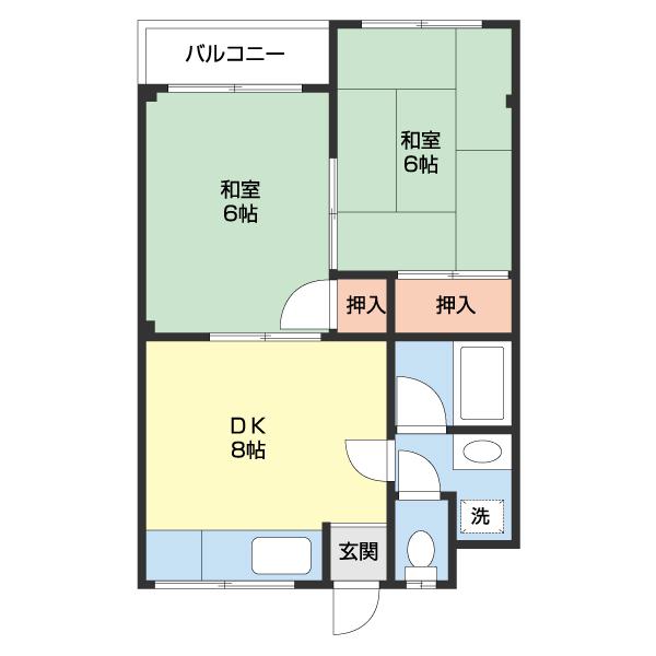 園村マンション(2DK/2階)の間取り写真