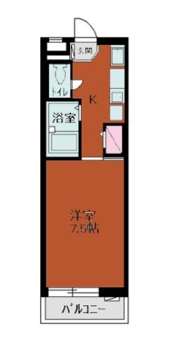 プレサージュ草加(1K/2階)の間取り写真