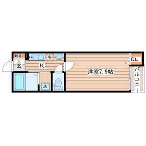 イーストポートII(1K/1階)の間取り写真