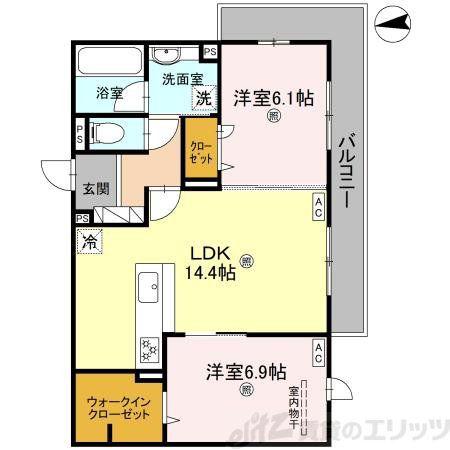 D-RESIDENCE南茨木II(2LDK/2階)の間取り写真