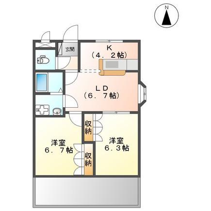 センチュリーハイツ(2LDK/1階)の間取り写真