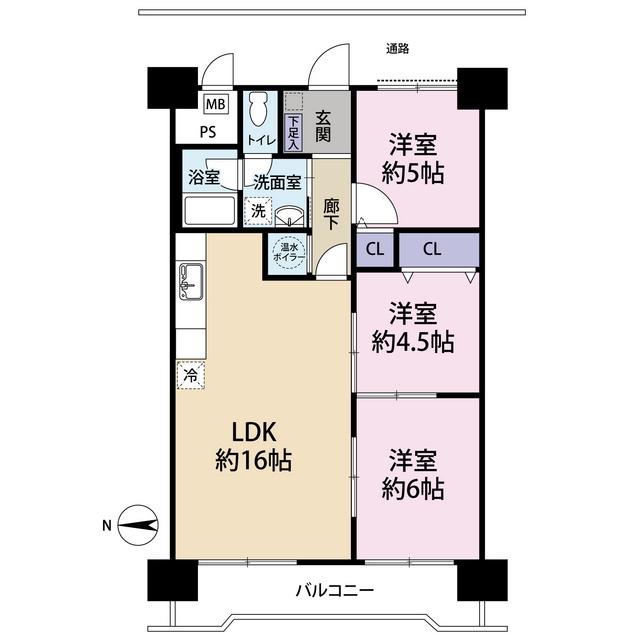 プライムハイツ新大阪(3LDK/13階)の間取り写真