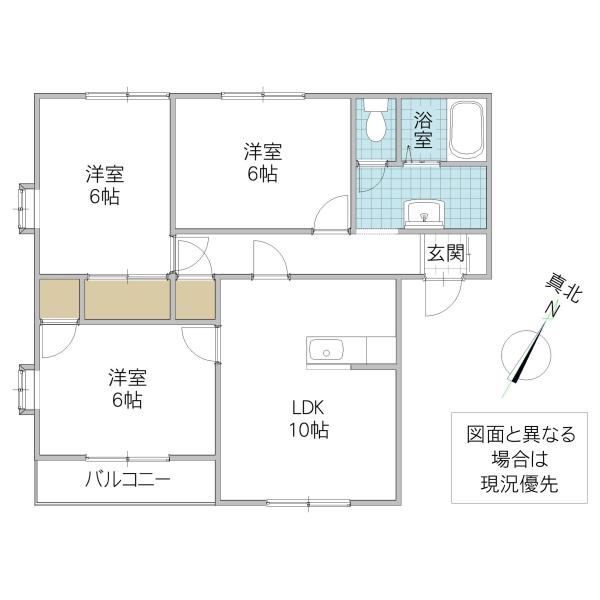 グレインスクエア C棟(3LDK/1階)の間取り写真