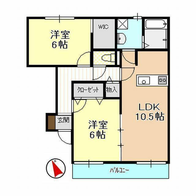棒屋第七下池ハイツ(2LDK/1階)の間取り写真