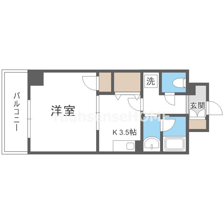 アネシス鶴見(1K/4階)の間取り写真
