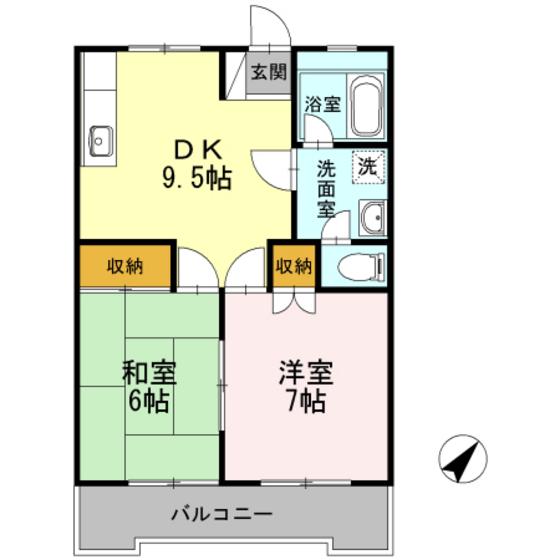 第2川本ビル(2DK/2階)の間取り写真