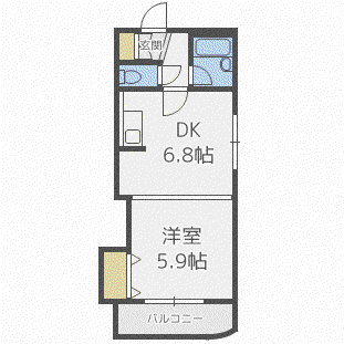ハイツベールシバ(1DK/1階)の間取り写真
