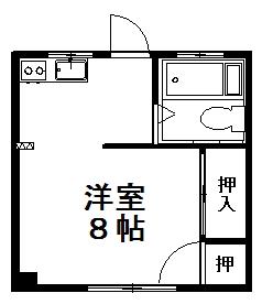 石坂宮西コーポ(ワンルーム/1階)の間取り写真
