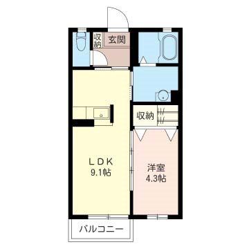 サンポートII(1LDK/1階)の間取り写真