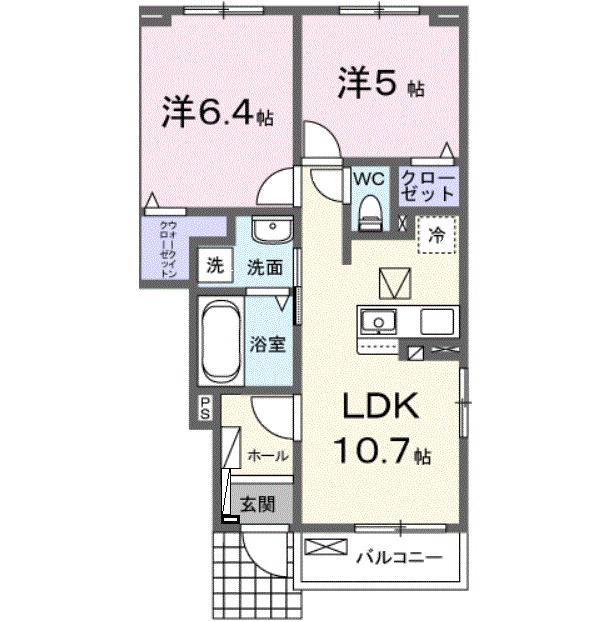 ブリーゼ メゾンII(2LDK/1階)の間取り写真