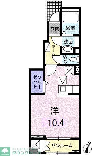 グレイス相模が丘II(ワンルーム/1階)の間取り写真