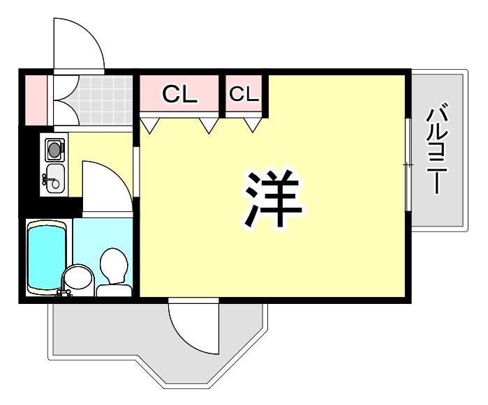 ラフェブランシュ岡本(ワンルーム/2階)の間取り写真