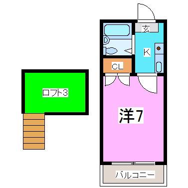 パレスあい(1K/2階)の間取り写真