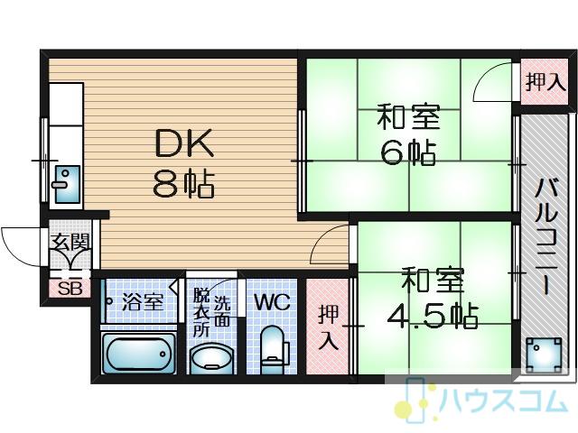 メゾン富田(2DK/2階)の間取り写真