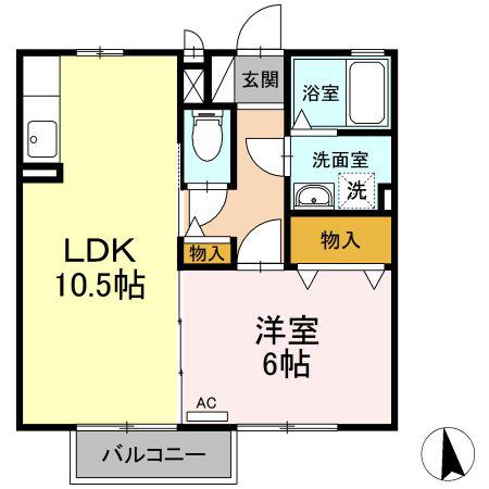 ラフィーネ A(1LDK/2階)の間取り写真