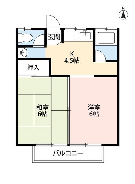 トレス流山I(2K/1階)の間取り写真
