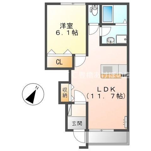 イーストヒルズウメハ(1LDK/1階)の間取り写真
