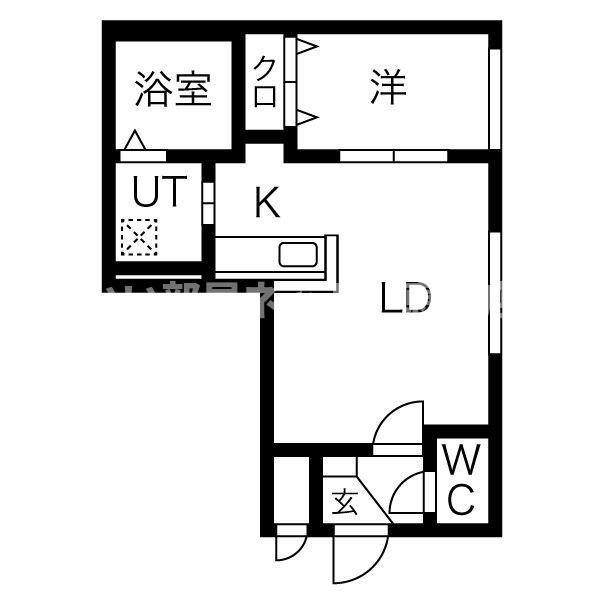 アマン恵庭(1K/2階)の間取り写真