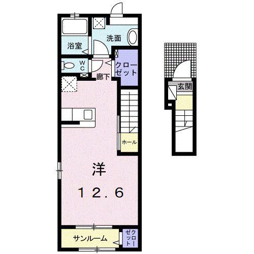 ベルフラワー II(ワンルーム/2階)の間取り写真