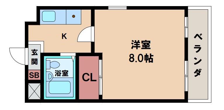イースト阪南(1K/5階)の間取り写真