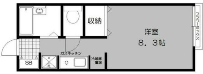 E.T.中央(ワンルーム/2階)の間取り写真