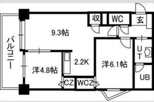 PRIME URBAN北3条通(2LDK/12階)の間取り写真