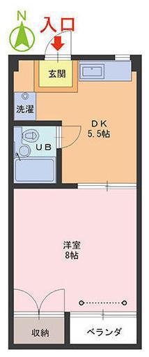 レジデンス東部(1DK/2階)の間取り写真