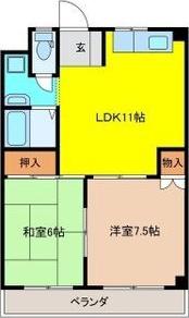 アドバンスタツノ(2LDK/1階)の間取り写真