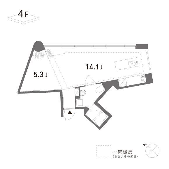 GROVE(1LDK/4階)の間取り写真
