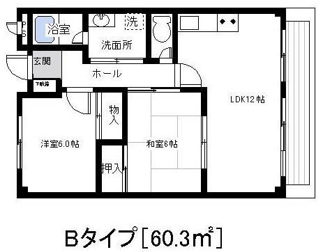 Mフラット(2LDK/3階)の間取り写真