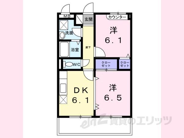 サザンクロス(2DK/3階)の間取り写真