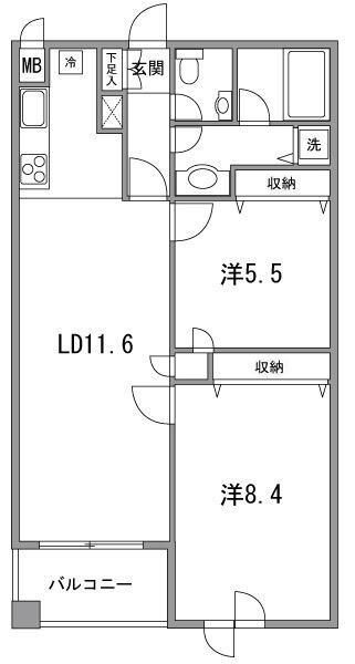 虎ノ門マリンガーデン(2LDK/15階)の間取り写真