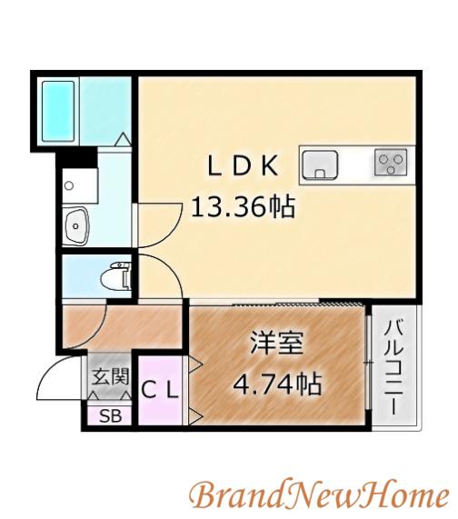 ヴィレ堺湊(1LDK/1階)の間取り写真