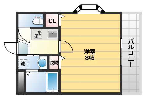 レジデンス南高浜(1K/4階)の間取り写真
