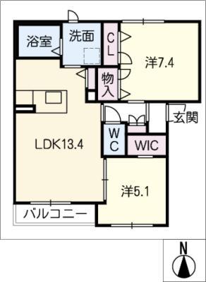 ヘリテージ パーク II(2LDK/1階)の間取り写真