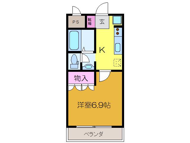 パームヒルズ(1K/2階)の間取り写真