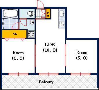 第3難波マンション(2LDK/3階)の間取り写真