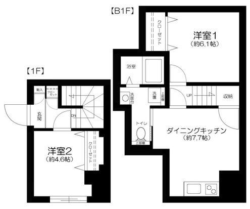 THE RESIDENCE NIHONBASHI(2DK/1階)の間取り写真