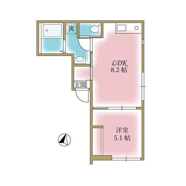 ピークヴィレ東向島(1LDK/2階)の間取り写真