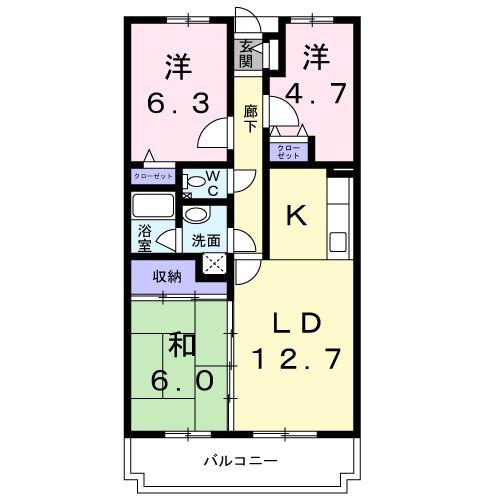 リヴァージュ野比(3LDK/3階)の間取り写真