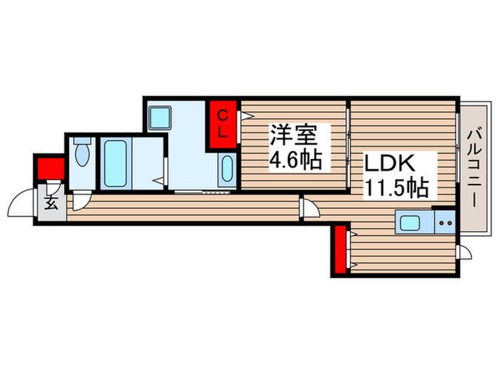 AURORO(1LDK/1階)の間取り写真